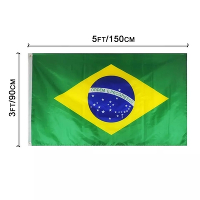 أعلام البرازيل المخصصة عالية الجودة 3x5Ft 100D أعلام البوليستر