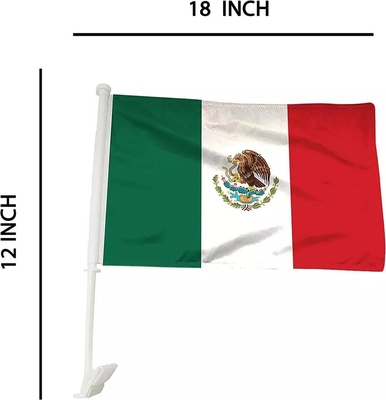 شاشة علم سيارة مخصصة مطبوعة علم المكسيك مع قطب بلاستيكي