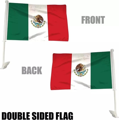 شاشة علم سيارة مخصصة مطبوعة علم المكسيك مع قطب بلاستيكي