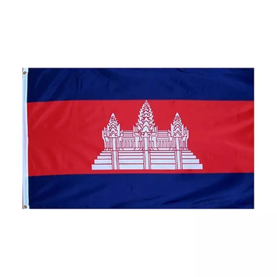 بوليستر مخصص 3 × 5 علم الطباعة الرقمية / طباعة الشاشة العلم الوطني Combodia