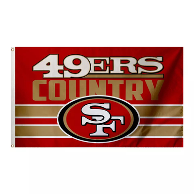 أعلام فريق كرة القدم NFL SF سان فرانسيسكو 49ers مخصصة 3x5ft أعلام صديقة للبيئة