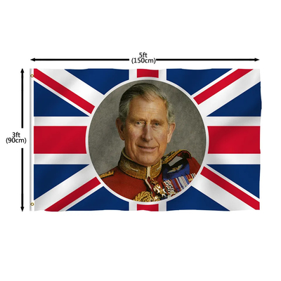 عالية الجودة 3x5ft علم الملك تشارلز المملكة المتحدة الملك تشارلز الثالث تتويج 2023